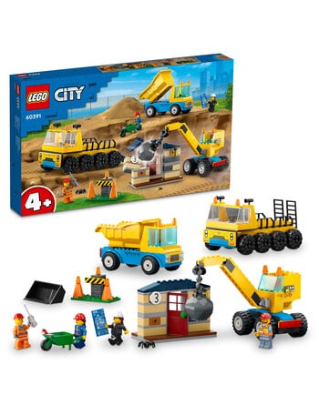 LEGO City Construction Trucks and Wrecking Ball Crane, 60391 product photo