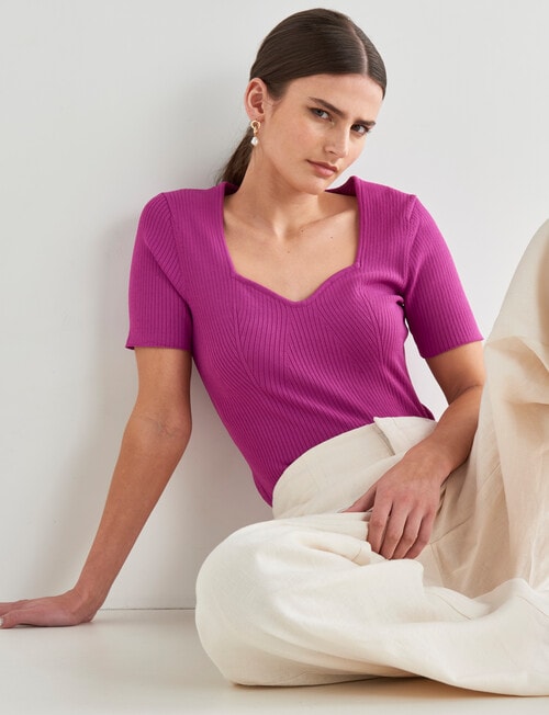 State of play Elly Knitwear Short Sleeve Top, Violet product photo