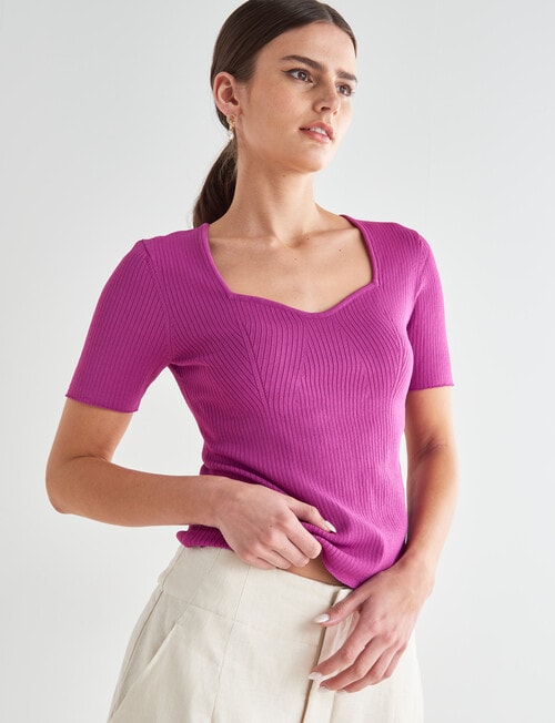 State of play Elly Knitwear Short Sleeve Top, Violet product photo View 03 L