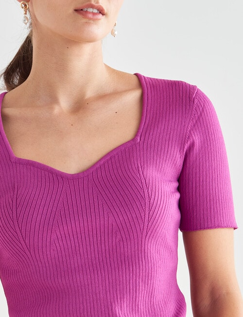 State of play Elly Knitwear Short Sleeve Top, Violet product photo View 04 L