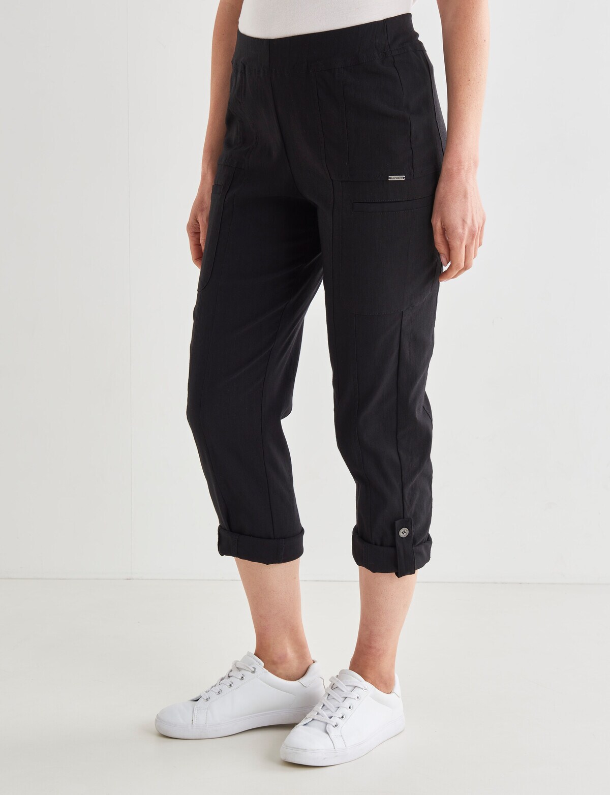 Line 7 Rolled Hem Capri, Black Pants & Leggings