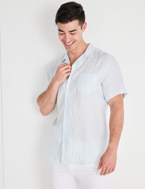 L+L Linen Revere Shirt, Mint - Casual Shirts