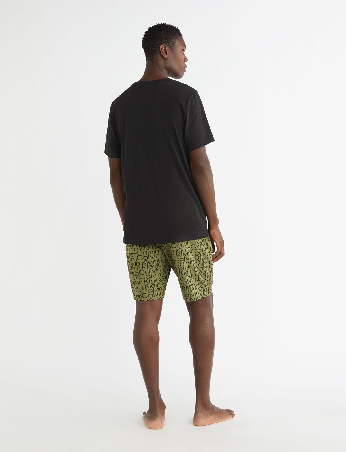 Calvin Klein Modern Structure Short PJ Set, Black & Olive - Sleepwear