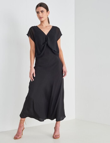 State of play Slip Dress & Layering Top, Black product photo