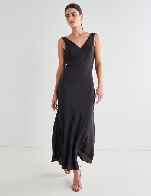 State of play Slip Dress & Layering Top, Black Womens Clearance