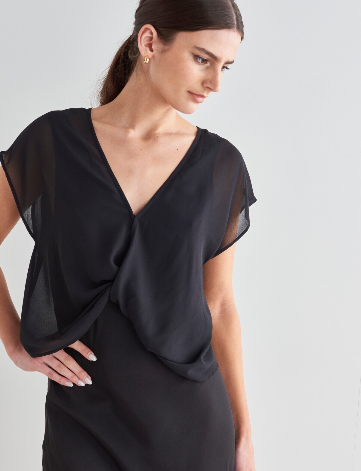 State of play Slip Dress & Layering Top, Black Womens Clearance