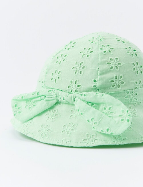 Mac & Ellie Bow Broderie Bucket Hat, Lime product photo View 02 L