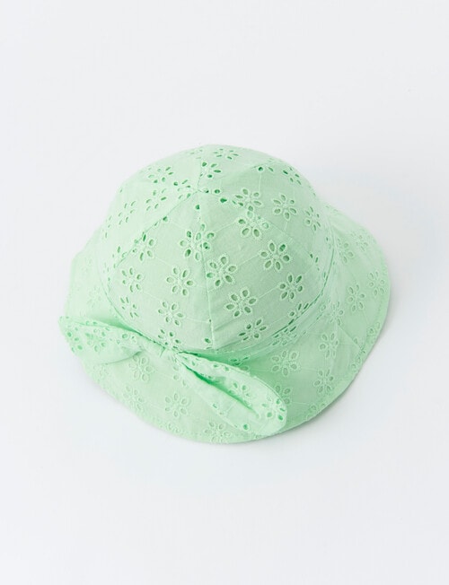 Mac & Ellie Bow Broderie Bucket Hat, Lime product photo View 03 L