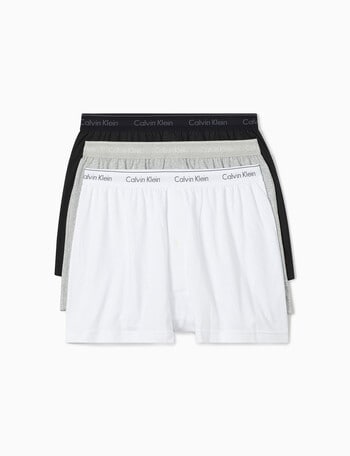 Calvin Klein Knit Boxer Short, 3-Pack, Black, White & Grey - Underwear