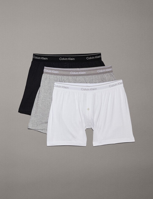 Calvin Klein Knit Boxer, 3-Pack, Black, White & Grey product photo