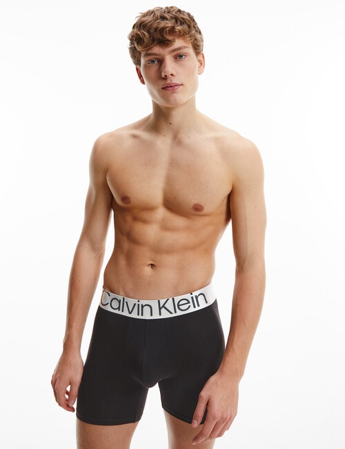 Calvin Klein Reconsidered Cotton Boxer Brief, 3-Pack, Black product photo View 02 L
