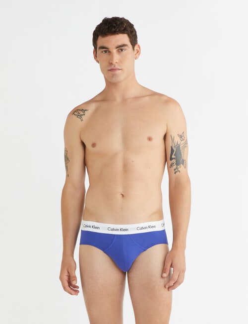 Calvin Klein Engineered Cotton Brief, 3-Pack, Blue, Grey & Black product photo View 02 L