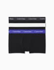 Calvin Klein Engineered Low Rise Cotton Trunk, 3-Pack, Black, Blue Print & Grey product photo