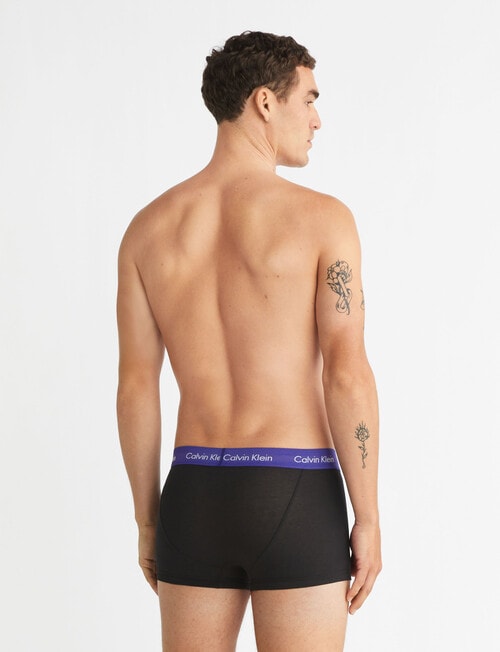 Calvin Klein Engineered Low Rise Cotton Trunk, 3-Pack, Black, Blue Print & Grey product photo View 03 L