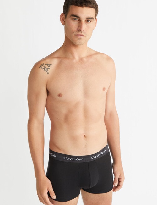 Calvin Klein Engineered Low Rise Cotton Stretch Trunk, 3-Pack, Black product photo View 04 L