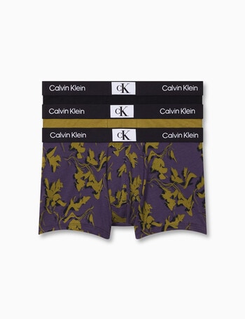 Calvin Klein 1996 Cotton Trunk, 3-Pack, Olive, Print & Black product photo