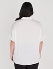 Studio Curve Collection Collared Hammered Satin Blouse, White product photo View 02 S