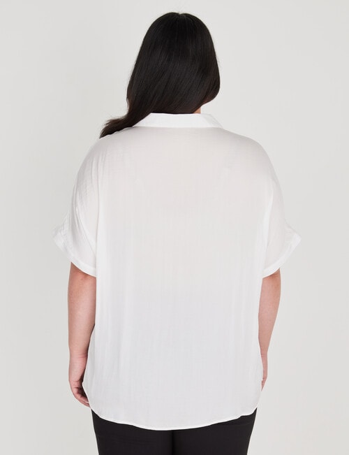 Studio Curve Collection Collared Hammered Satin Blouse, White product photo View 02 L
