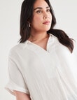 Studio Curve Collection Collared Hammered Satin Blouse, White product photo View 04 S