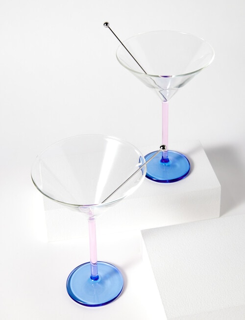 CinCin Lounge Martini & Pick, Pink & Blue, Set of 2 product photo View 02 L