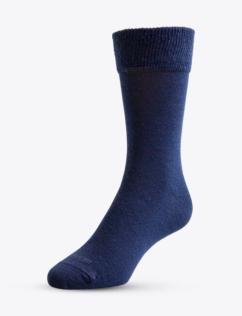 NZ Sock Co. Wellbeing Merino Blend Dress Sock, 2-Pack, Blue Stripe & Navy product photo View 02 L