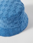 Mac & Ellie Checkerboard Towelling Bucket Hat, Blue, 3-8 product photo View 02 S