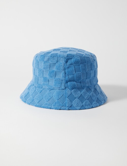 Mac & Ellie Checkerboard Towelling Bucket Hat, Blue, 3-8 product photo View 03 L