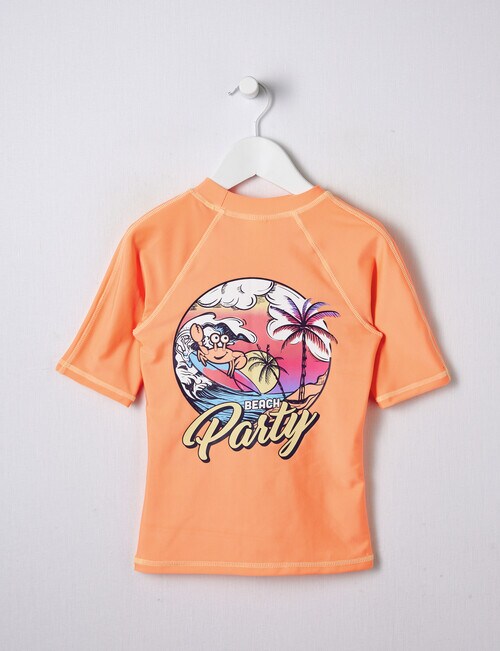 Wavetribe Beach Party Short Sleeve Rash Top, Orange product photo View 03 L