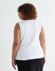 Studio Curve Collection Rib Knit Peplum Top, White product photo View 02 S