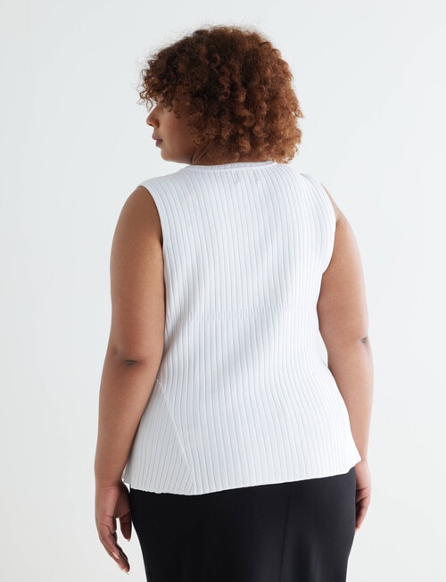 Studio Curve Collection Rib Knit Peplum Top, White product photo View 02 L