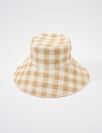 Zest Lucia Gingham Bucket Hat, Oat product photo