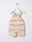 Teeny Weeny Frogs Go Ribbit Striped Woven Shortall, Green product photo View 02 S