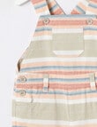 Teeny Weeny Frogs Go Ribbit Striped Woven Shortall, Green product photo View 03 S