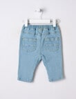 Teeny Weeny Frogs Go Ribbit Denim Knit Pant, Mid Blue product photo View 02 S