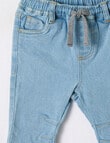 Teeny Weeny Frogs Go Ribbit Denim Knit Pant, Mid Blue product photo View 03 S