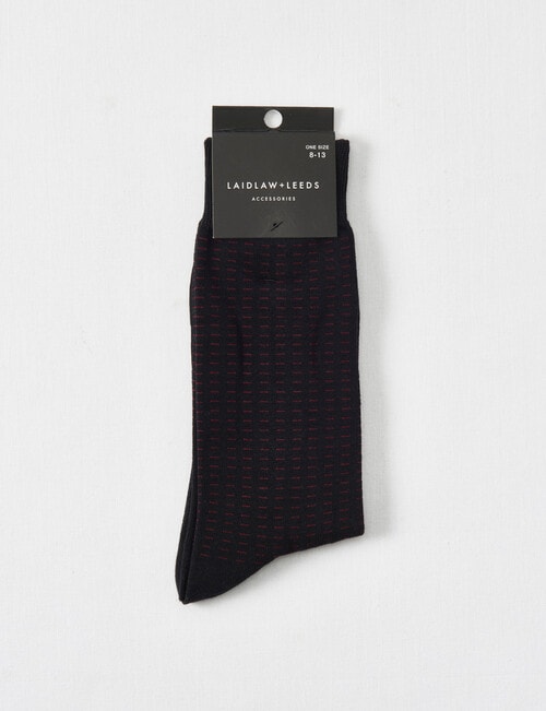 Laidlaw + Leeds Dash Dress Sock, Black & Burgundy product photo View 02 L