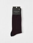 Laidlaw + Leeds Herringbone Dress Sock, Black & Burgundy product photo View 02 S