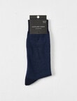 Laidlaw + Leeds Fine Stripe Dress Sock, Navy product photo View 02 S