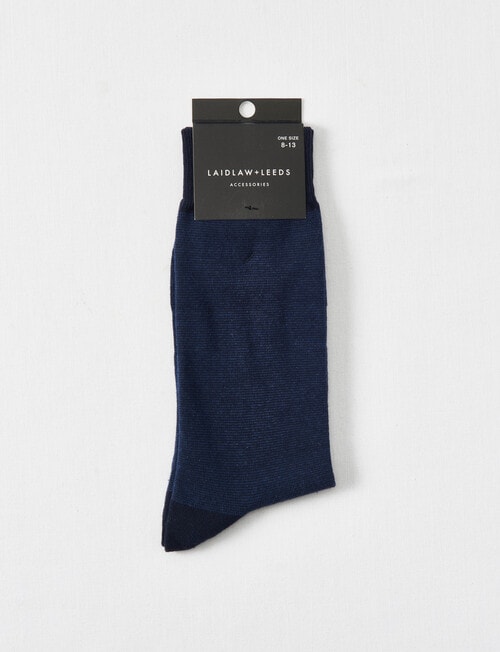 Laidlaw + Leeds Fine Stripe Dress Sock, Navy product photo View 02 L