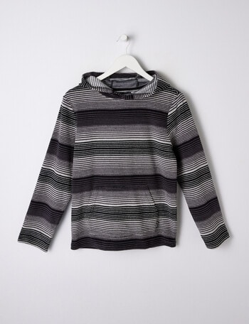 No Issue Stripe Terry Hoodie, Charcoal product photo