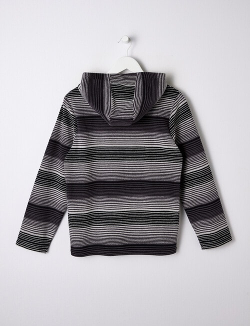 No Issue Stripe Terry Hoodie, Charcoal product photo View 02 L