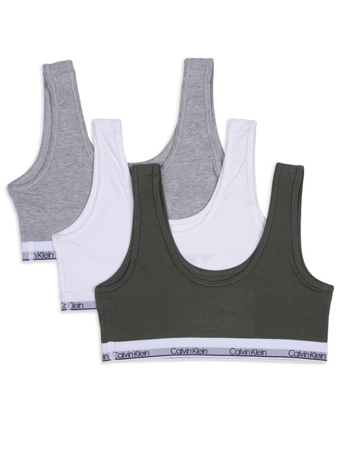 Calvin Klein Crop Top, 3-Pack, Thyme, White & Grey, S-XL product photo View 02 L