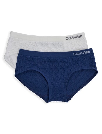 Calvin Klein Logo Seamless Hipster Brief, 2-Pack, Navy & Grey, 10-16 product photo