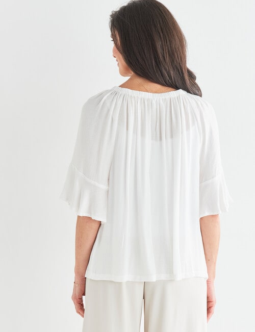 Ella J Fluted Sleeve Top, Ivory product photo View 02 L