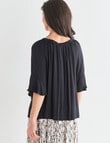 Ella J Fluted Sleeve Top, Black product photo View 02 S