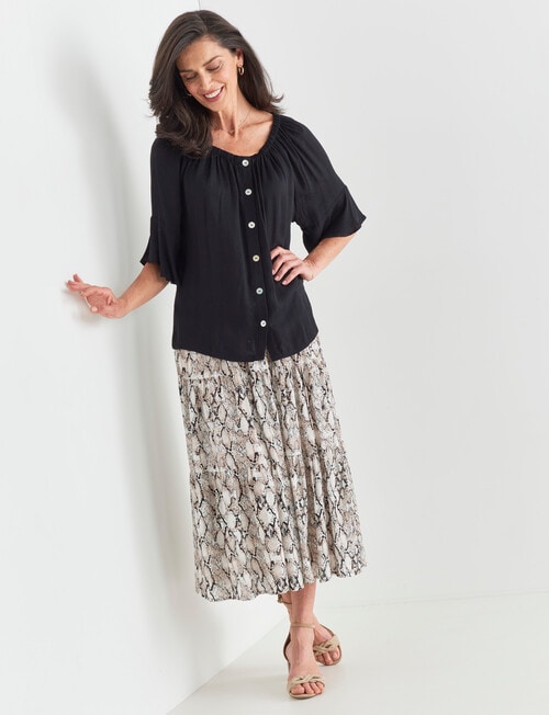 Ella J Fluted Sleeve Top, Black product photo View 03 L