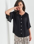 Ella J Fluted Sleeve Top, Black product photo View 05 S