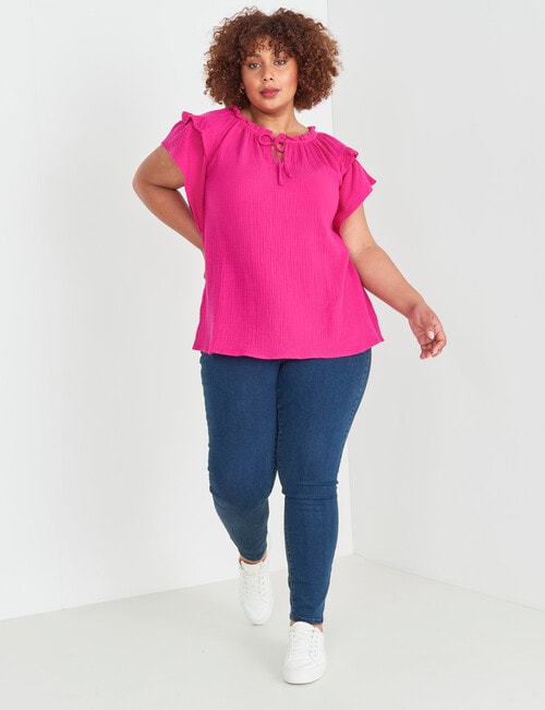 Studio Curve Cheese Cloth Peasant Top, Magenta product photo View 03 L