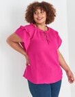 Studio Curve Cheese Cloth Peasant Top, Magenta product photo View 05 S