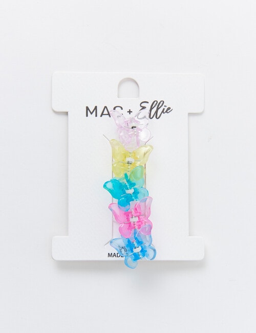 Mac & Ellie Rainbow Butterflies Hair Claw Clips, 5-Piece, Blue product photo View 02 L